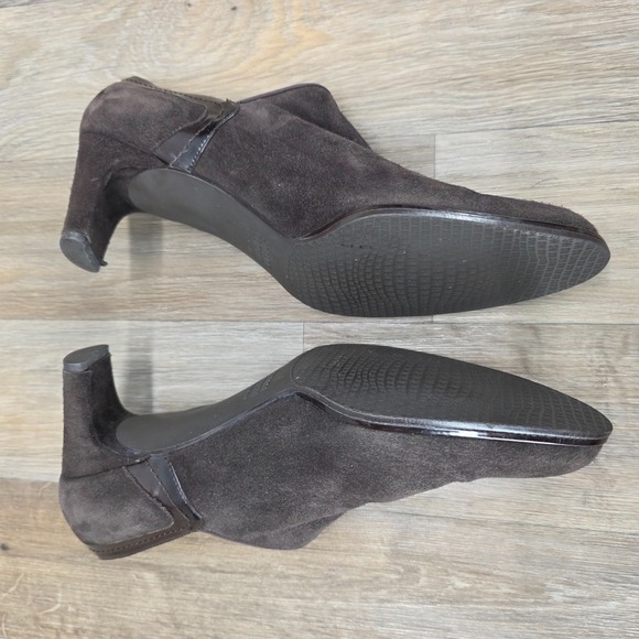 Stuart Weitzman Brown Suede Ankle Shootie Block Heel Women's Size 8.5 M - Picture 11 of 13
